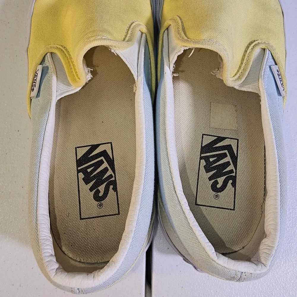Vans Classic Slip-On‎ | Pastel Two-Tone Yellow & Mint | Women's 8 / Men's 6.5